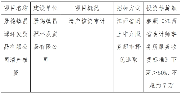 昌源環發貿易有限公司清產核資審計計劃公告