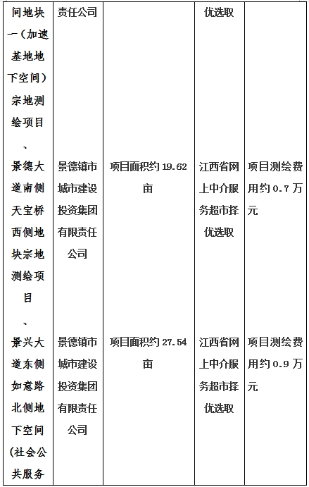 景德鎮市昌南新區LJ1-03-A01-1地塊、瓷都大道東側中渡口地下空間（格蘭云天大酒店地下空間）、光明大道北側利民路西側地下空間（青少年宮地下空間）、規劃二路北側地下空間地塊二（加速基地地下空間）、規劃二路北側地下空間地塊一（加速基地地下空間）、景德大道南側天寶橋西側地塊、景興大道東側如意路北側地下空間(社會公共服務